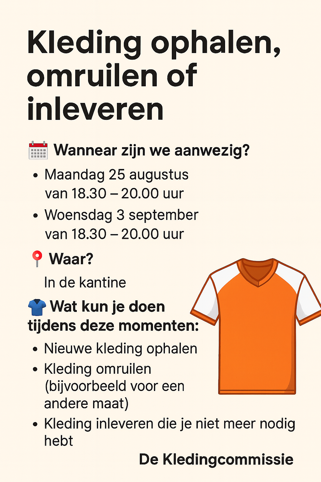 Kleding ophalen, omruilen of inleveren